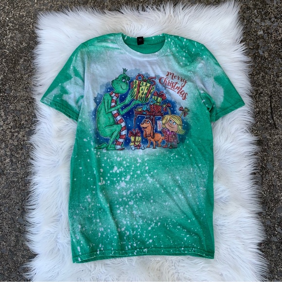 Anvil by Gildan Bleached Grinch T-Shirt - Picture 1 of 4